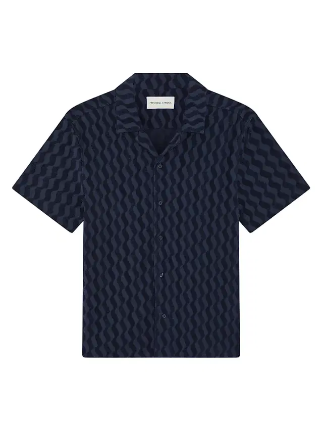 Men's Roberto Listra Jacquard Terry Shirt - Midnight Blue