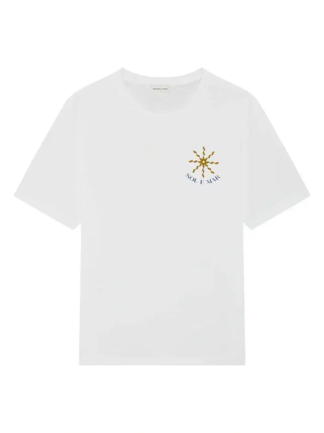 Men's Dinis Sol E Mar Print Cotton T-Shirt - Cobalt Blue Brown