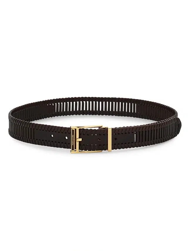 FERRAGAMO Men's Adjustable Braided Leather Belt - Moro