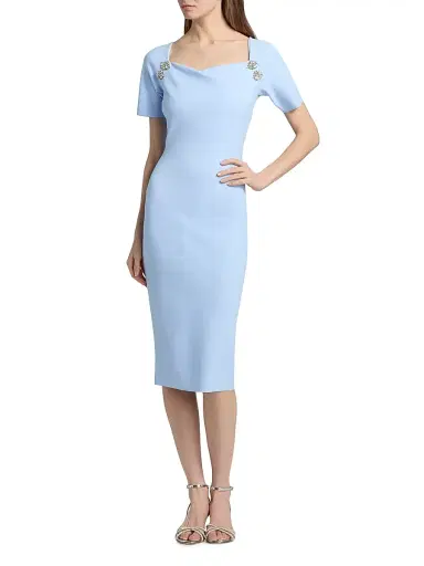 Chiara Boni La Petite Robe Women's Molai Embellished Sheath Midi-Dress - Blue Aura - Size 4 | Thumbnail 3