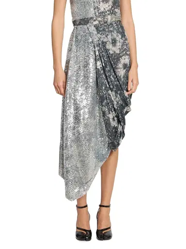 Maison Margiela Women's Sequin Floral Draped Midi-Skirt - Size 8 | Thumbnail 3 Maison Margiela Women's Sequin Floral Draped Midi-Skirt - Size 8 | Thumbnail 3