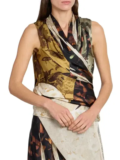 Maison Margiela Women's Floral Draped Silk Top - Brown Variant - Size 8 | Thumbnail 3 Maison Margiela Women's Floral Draped Silk Top - Brown Variant - Size 8 | Thumbnail 3