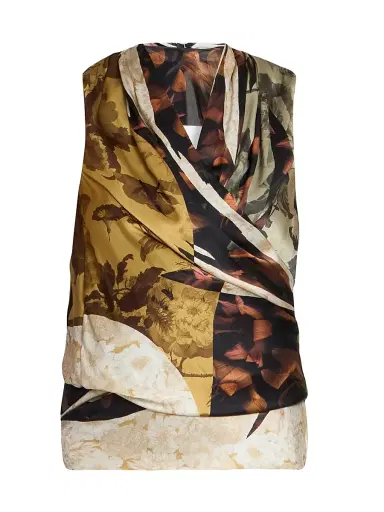 Maison Margiela Women's Floral Draped Silk Top - Brown Variant - Size 8 | Thumbnail 1 Maison Margiela Women's Floral Draped Silk Top - Brown Variant - Size 8 | Thumbnail 1