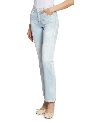 MM6 MAISON MARGIELA Women's Bleached Slim-Straight Jeans - Light Blue - Size 31 | Thumbnail 4 MM6 MAISON MARGIELA Women's Bleached Slim-Straight Jeans - Light Blue - Size 31 | Thumbnail 4