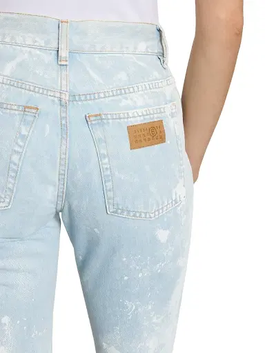 MM6 MAISON MARGIELA Women's Bleached Slim-Straight Jeans - Light Blue - Size 31 | Thumbnail 6 MM6 MAISON MARGIELA Women's Bleached Slim-Straight Jeans - Light Blue - Size 31 | Thumbnail 6