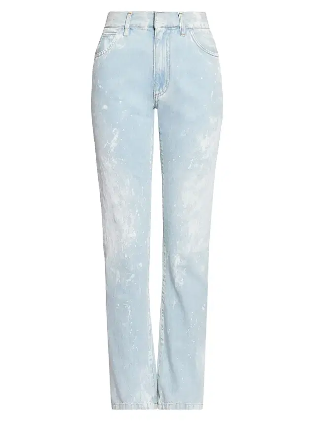 MM6 Maison Margiela Women's Bleached Slim-Straight Jeans - Light Blue