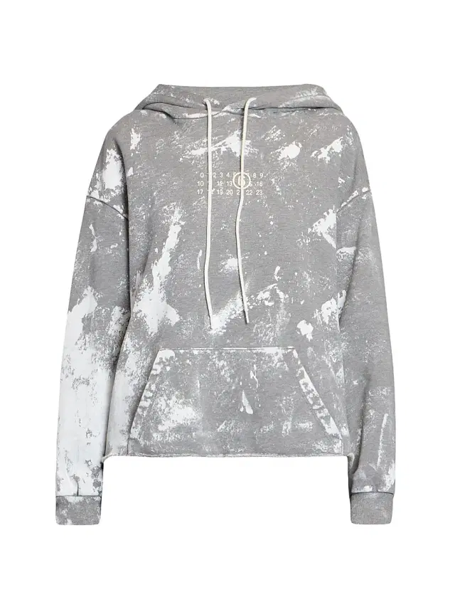 Women's Bleached Cotton Logo Hoodie - Grey Melange Women's Bleached Cotton Logo Hoodie - Grey Melange