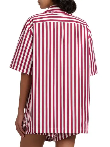 Dolce & Gabbana Women's Rigato Stripe Cotton-Silk Short-Sleeve Shirt - Rigato - Size 12 | Thumbnail 5