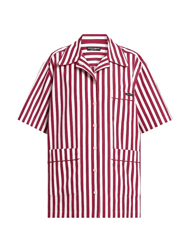 Women's Rigato Stripe Cotton-Silk Short-Sleeve Shirt - Rigato
