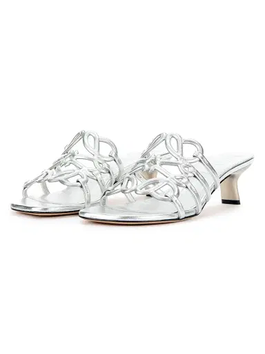 Loewe Women's x Paula's Ibiza Petal Anagram 45MM Leather Sandals - Silver - Size 11 | Thumbnail 2 Loewe Women's x Paula's Ibiza Petal Anagram 45MM Leather Sandals - Silver - Size 11 | Thumbnail 2