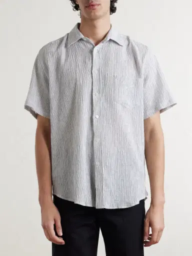 Portuguese Flannel Aaron Striped Cotton and Linen-Blend Shirt - Men | Thumbnail 3 Portuguese Flannel Aaron Striped Cotton and Linen-Blend Shirt - Men | Thumbnail 3