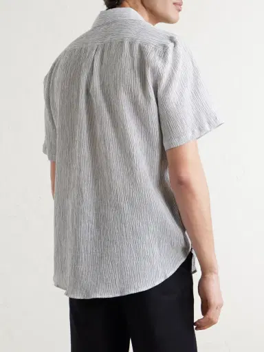 Portuguese Flannel Aaron Striped Cotton and Linen-Blend Shirt - Men | Thumbnail 4 Portuguese Flannel Aaron Striped Cotton and Linen-Blend Shirt - Men | Thumbnail 4