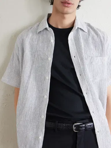 Portuguese Flannel Aaron Striped Cotton and Linen-Blend Shirt - Men | Thumbnail 5 Portuguese Flannel Aaron Striped Cotton and Linen-Blend Shirt - Men | Thumbnail 5
