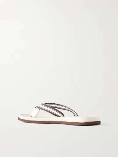 Brunello Cucinelli Striped Grosgrain Flip Flops - Men | Thumbnail 3 Brunello Cucinelli Striped Grosgrain Flip Flops - Men | Thumbnail 3