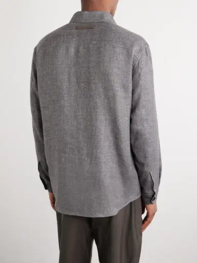 Zegna Cashmere, Linen and Silk-Blend Overshirt - Men | Thumbnail 4