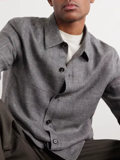 Zegna Cashmere, Linen and Silk-Blend Overshirt - Men | Thumbnail 5