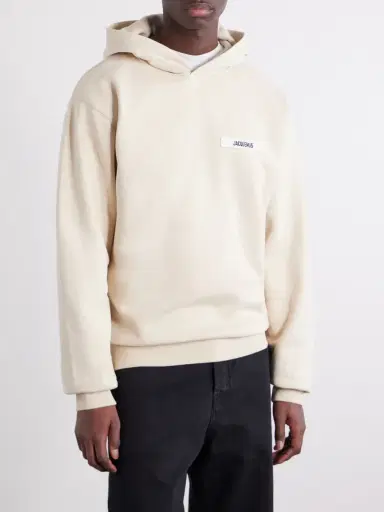Jacquemus Logo-Appliquéd Cotton-Jersey Hoodie - Men | Thumbnail 3