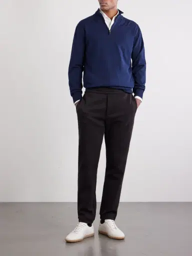 Zegna Straight-Leg Honeycomb-Knit Cotton, Wool and Silk-Blend Sweatpants - Men | Thumbnail 2