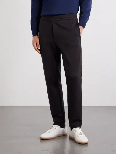 Zegna Straight-Leg Honeycomb-Knit Cotton, Wool and Silk-Blend Sweatpants - Men | Thumbnail 3