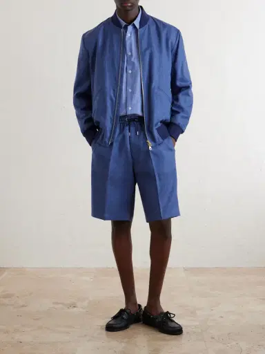 Paul Smith Pleated Linen Drawstring Shorts - Men | Thumbnail 2