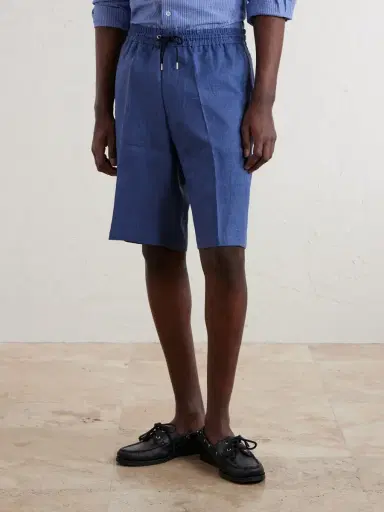 Paul Smith Pleated Linen Drawstring Shorts - Men | Thumbnail 3