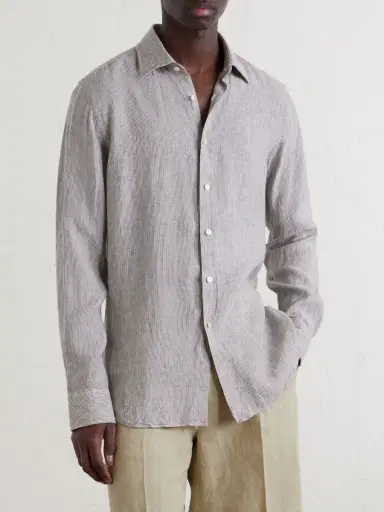 Slowear Striped Linen Shirt - Men | Thumbnail 3