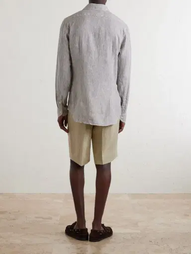 Slowear Striped Linen Shirt - Men | Thumbnail 4