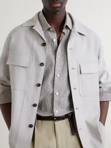 Slowear Striped Linen Shirt - Men | Thumbnail 5