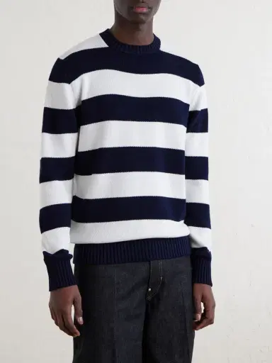William Lockie Striped Cotton Sweater - Men | Thumbnail 3 William Lockie Striped Cotton Sweater - Men | Thumbnail 3