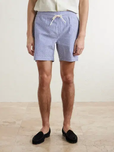 Portuguese Flannel Atlantico Straight-Leg Striped Cotton-Seersucker Shorts - Men | Thumbnail 3 Portuguese Flannel Atlantico Straight-Leg Striped Cotton-Seersucker Shorts - Men | Thumbnail 3