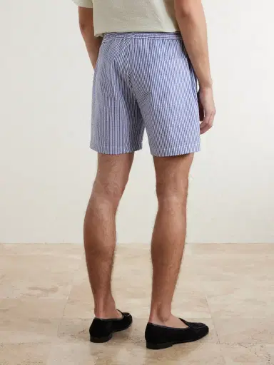 Portuguese Flannel Atlantico Straight-Leg Striped Cotton-Seersucker Shorts - Men | Thumbnail 4 Portuguese Flannel Atlantico Straight-Leg Striped Cotton-Seersucker Shorts - Men | Thumbnail 4