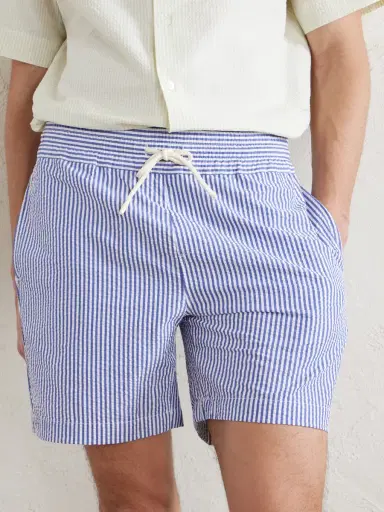 Portuguese Flannel Atlantico Straight-Leg Striped Cotton-Seersucker Shorts - Men | Thumbnail 5 Portuguese Flannel Atlantico Straight-Leg Striped Cotton-Seersucker Shorts - Men | Thumbnail 5