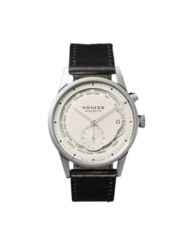 NOMOS Glashütte Zurich Weltzeit Automatic 40mm Stainless Steel and Cordovan Leather Watch, Ref. No. 805 - Men