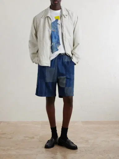 KAPITAL Tugihagi Straight-Leg Belted Patchwork Cotton Shorts - Men | Thumbnail 2 KAPITAL Tugihagi Straight-Leg Belted Patchwork Cotton Shorts - Men | Thumbnail 2