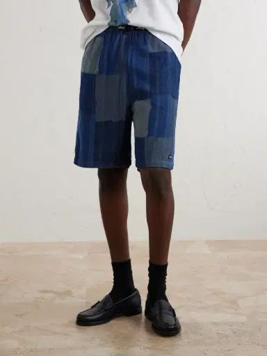 KAPITAL Tugihagi Straight-Leg Belted Patchwork Cotton Shorts - Men | Thumbnail 3 KAPITAL Tugihagi Straight-Leg Belted Patchwork Cotton Shorts - Men | Thumbnail 3