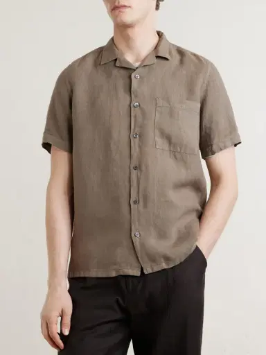 Canali Camp-Collar Linen Shirt - Men | Thumbnail 3