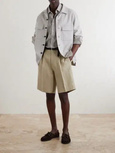 Slowear Straight-Leg Pleated Linen Shorts - Men | Thumbnail 2 Slowear Straight-Leg Pleated Linen Shorts - Men | Thumbnail 2