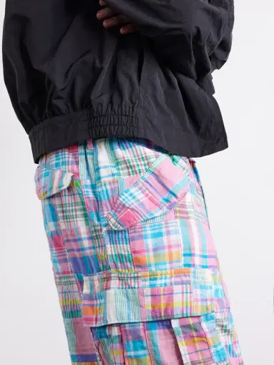 Beams Plus Beach Straight-Leg Patchwork Checked Cotton Cargo Shorts - Men | Thumbnail 5