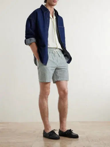Portuguese Flannel Atlantico Straight-Leg Striped Cotton-Seersucker Shorts - Men | Thumbnail 2 Portuguese Flannel Atlantico Straight-Leg Striped Cotton-Seersucker Shorts - Men | Thumbnail 2