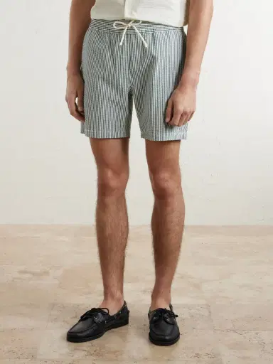 Portuguese Flannel Atlantico Straight-Leg Striped Cotton-Seersucker Shorts - Men | Thumbnail 3 Portuguese Flannel Atlantico Straight-Leg Striped Cotton-Seersucker Shorts - Men | Thumbnail 3
