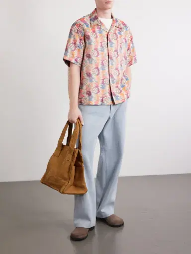 Visvim Crosby Camp-Collar Silk and Cotton-Blend Jacquard Shirt - Men | Thumbnail 2 Visvim Crosby Camp-Collar Silk and Cotton-Blend Jacquard Shirt - Men | Thumbnail 2