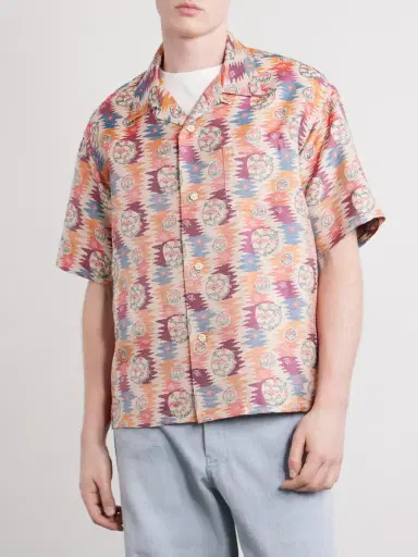 Visvim Crosby Camp-Collar Silk and Cotton-Blend Jacquard Shirt - Men | Thumbnail 3 Visvim Crosby Camp-Collar Silk and Cotton-Blend Jacquard Shirt - Men | Thumbnail 3