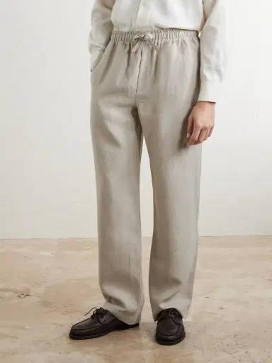 Saman Amel Straight-Leg Linen Trousers - Men | Thumbnail 3