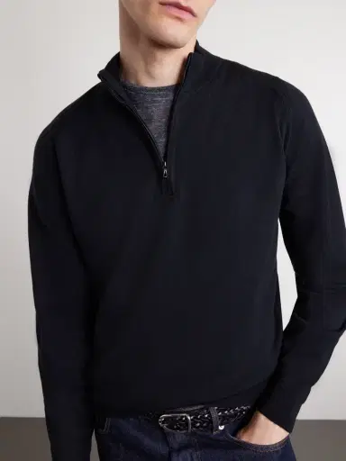 John Smedley Tapton Slim-Fit Merino Wool Half-Zip Sweater - Men | Thumbnail 5