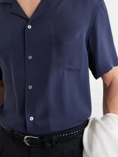Thom Sweeney Camp-Collar Silk Shirt - Men | Thumbnail 5 Thom Sweeney Camp-Collar Silk Shirt - Men | Thumbnail 5