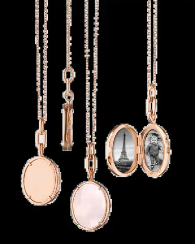 MONICA RICH KOSANN 18K Rose Gold Elle Slim Mother-of-Pearl Locket | Thumbnail 2