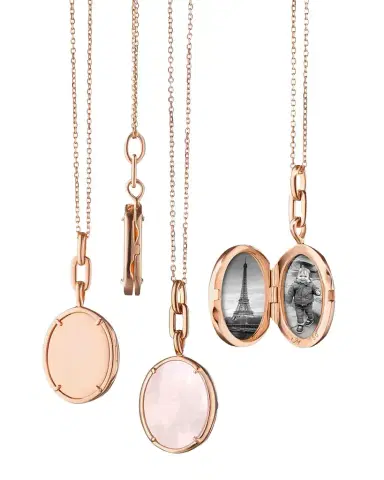MONICA RICH KOSANN 18K Rose Gold Elle Slim Mother-of-Pearl Locket | Thumbnail 1