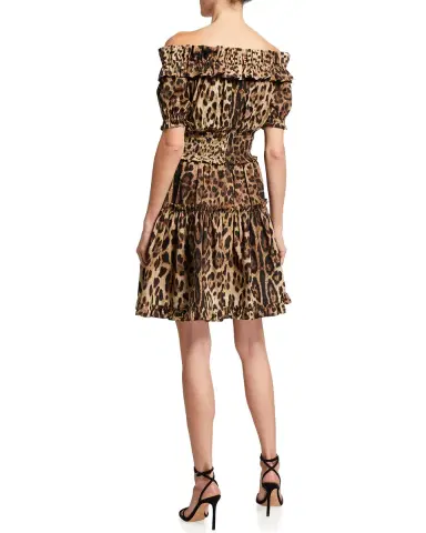 Dolce & Gabbana Leopard Off-the-Shoulder Mini Dress | Thumbnail 2
