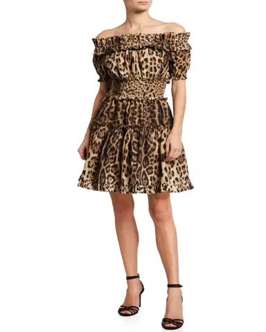 Dolce & Gabbana Leopard Off-the-Shoulder Mini Dress | Thumbnail 3