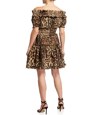 Dolce & Gabbana Leopard Off-the-Shoulder Mini Dress | Thumbnail 4
